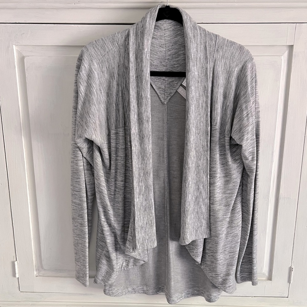 ATHLETA Nirvana Wear Two Ways Wrap Cardigan, Marled Grey, Small